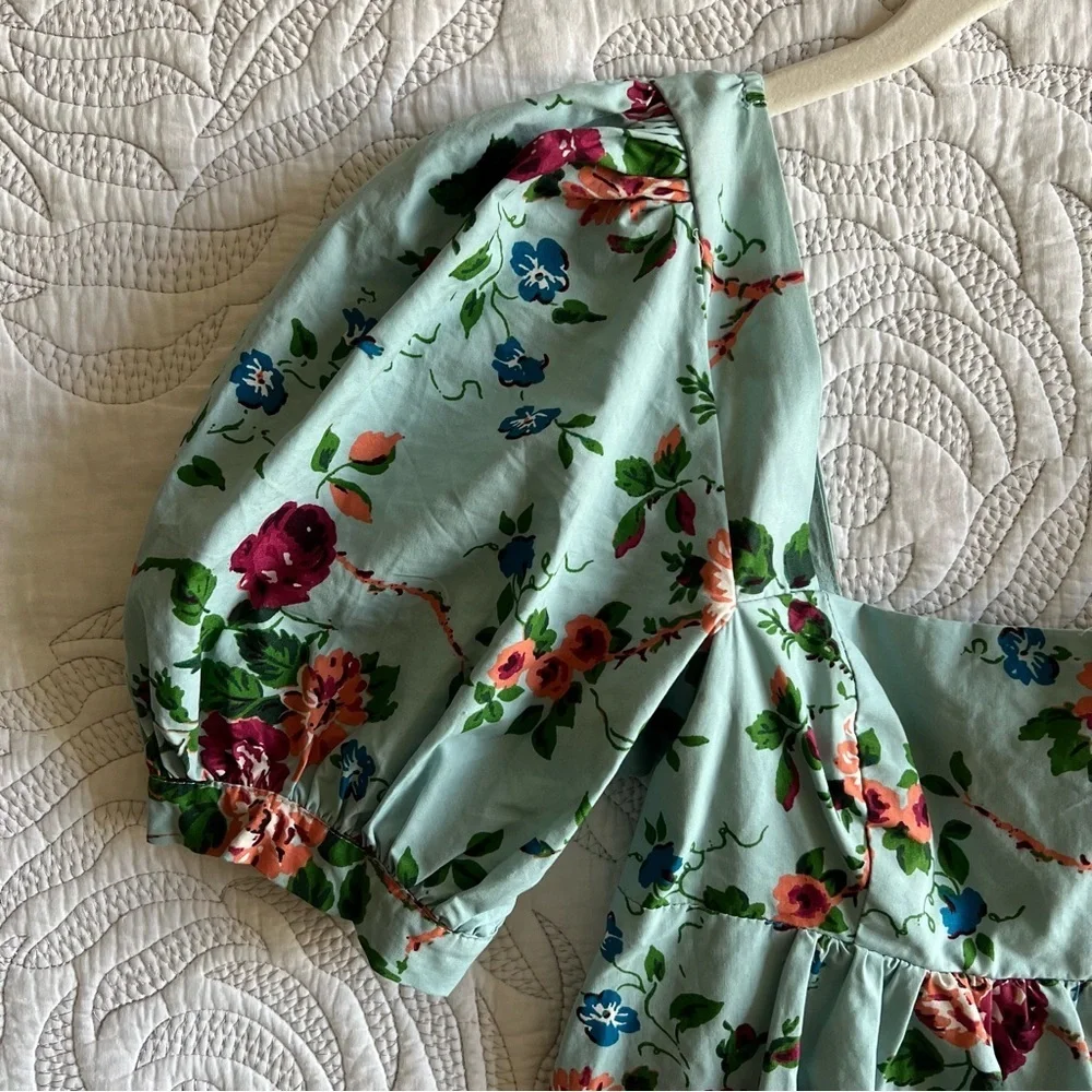 Urban Outfitters x Laura Ashley - Penelope Babydoll Mini Dress - Blue - Picture 5 of 14